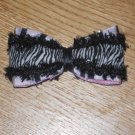 Black & White Furry Satin Zebra Print Hair Bow Clip