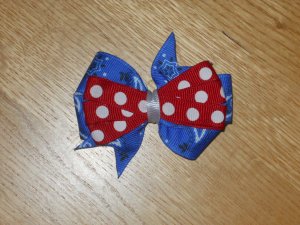 Blue Bandana Paisley & Red & White Polka Dot 4th of July Hair Bow