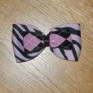 Pink & Black Zebra Print Glitter Argyle Hair Bow Clip