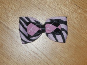 Pink & Black Zebra Print Glitter Argyle Hair Bow Clip
