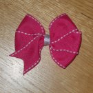 *Pretty In Pink* Hot Pink With White Hemming Hair Bow