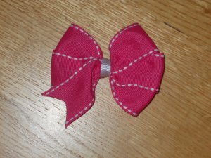 *Pretty In Pink* Hot Pink With White Hemming Hair Bow