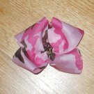 Pink Army Camo Camoflauge Military Hair Big & Fluffy Hair Bow