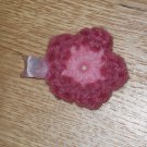 Mini Pink Crochet Flower Hair Clip