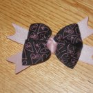 Black & Pink Love Heart Boutique Hair Bow
