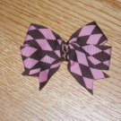 Brown & Pink Argyle *Knot Center* Hair Bow