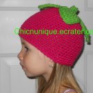 NEW! Boutique Hot Pink Crochet Strawberry Berry Hat *Any Size Available*
