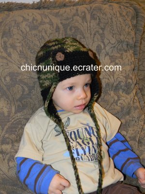 Military Army Aviator Earflap Crochet Hat *Any Size/Color Available*