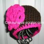 **Boutique** Hot Pink & Brown Hat & Triple Hot Pink Flower *Any Size Available*