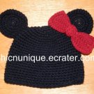 Minnie Mouse Crochet Hat With Bow *Any Size Available*