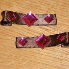 New!!  Set of Brown & Pink Princess Diamond Gem Clips