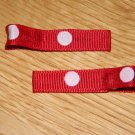 New!!  Set of Red With Pink Polka Dot Hair Clips