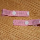 New!!  Set of Pink With White Polka Dot Hair Clips
