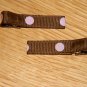 New!!  Set of Brown With Pink Polka Dot Hair Clips
