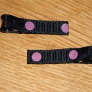 New!!  Set of Black With Pink Polka Dot Hair Clips