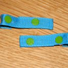 New!!  Set of Blue With Green Polka Dot Hair Clips