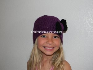 Adorable Custom Handmade Purple Chic Crochet Bow Hat *Any Size Available*
