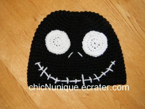 Nightmare Before Christmas, *BLACK* Jack Skellington Crochet Hat *Any Size Available*