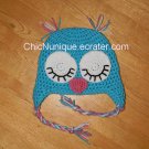 ◘ Custom Crochet Girl's Sleepy Sleeping Owl Earflap Hat •All Sizes/Colors Available•