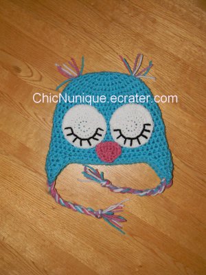&acirc;�� Custom Crochet Girl's Sleepy Sleeping Owl Earflap Hat &acirc;�&cent;All Sizes/Colors Available&acirc;�&cent;