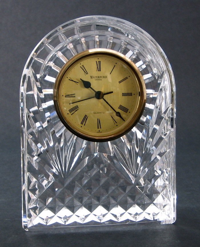 Vintage Waterford Crystal Clock For Table or Mantel 6.5", Arched