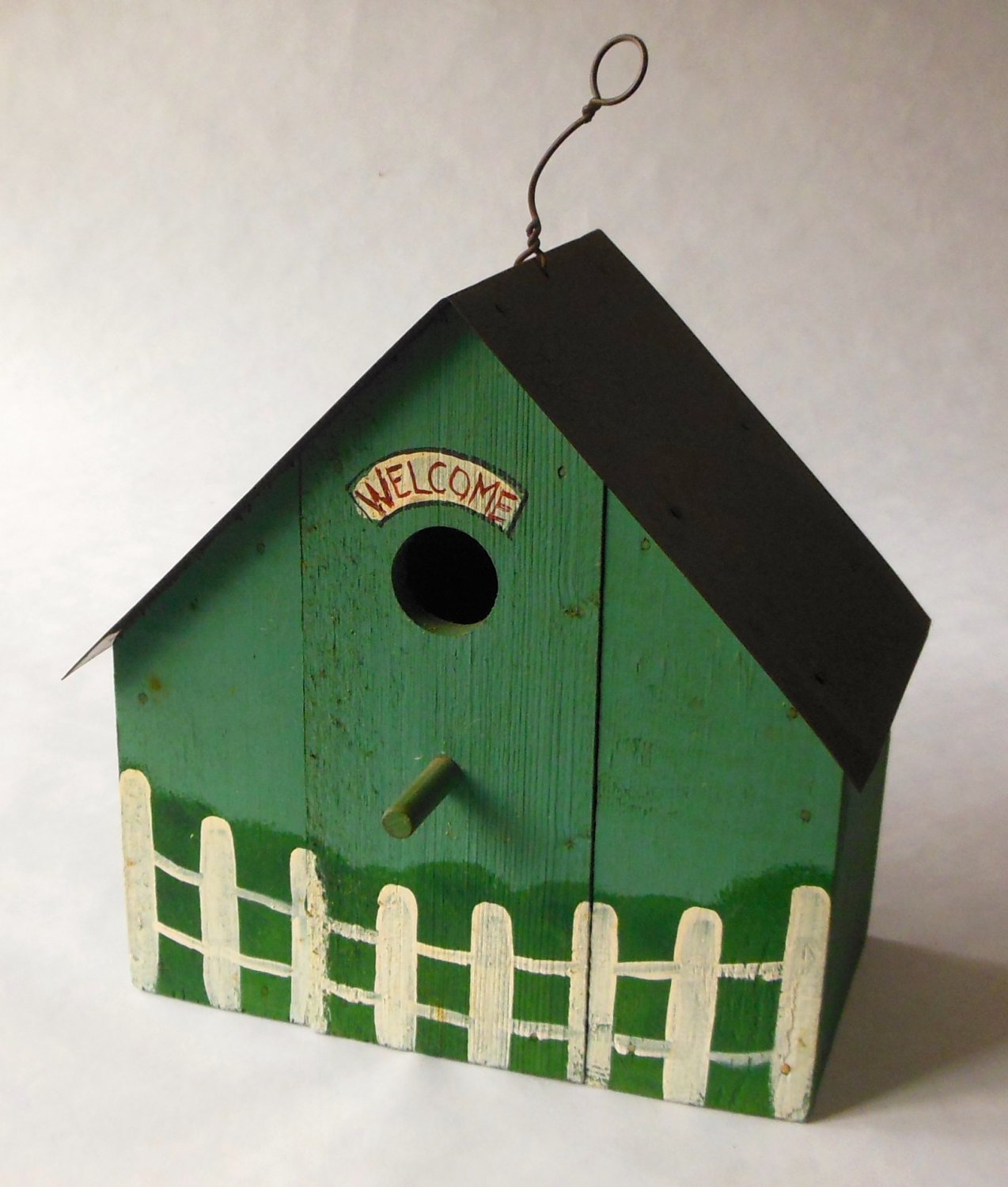 Vintage 1989 Smith Hawken Birdhouse Hand Painted With Copper