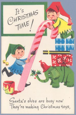 vintage christmas card coronation toycards elves santa airplane 1960s unused - Airplane Christmas Cards vintage christmas card coronation toycards elves santa airplane 1960s unused - Airplane Christmas Cards