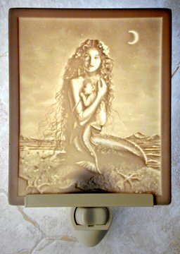 Mermaid and Child Flat Lithophane Nightlight