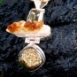CITRINE CRYSTAL DRUSY & PEARL STERLING SILVER PENDANT