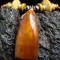 ANTIQUE ALASKA FOSSIL TOOTH & CORAL BEAD PENDANT / NECKLACE *USA ONLY