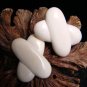 FOSSIL MAMMOTH IVORY - QUALITY FRENCH STYLE OMEGA PIERCED - X DESIGN EARRINGS