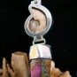 FOSSIL AMMONITE SHELL & NATURAL RAINBOW CRYSTAL STERLING SILVER PENDANT