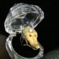 SALE!! MAGICIAN WIZARD MYSTIC VINTAGE CARVED FOSSIL WALRUS IVORY W/ OPAL GEM SIZE 4 RING