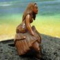 MERMAID on SHELL CARVED HAWAIIAN KOA WOOD MINIATURE 2"  ARTIST SIGNED   FREE GIFT SILK BAG, RIBBON