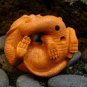 CHAMELEON LIZARD ANOLE & BABY CARVED PEACH TREE WOOD 2"  FREE GIFT SILK BAG