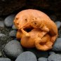 CHAMELEON LIZARD ANOLE & BABY CARVED PEACH TREE WOOD 2"  FREE GIFT SILK BAG