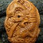 "2 DRAGONS / DRAGON " CARVED WOOD PENDANT ONXY GEM EYE  FREE GIFT SILK BAG