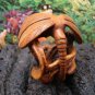 GARDEN DRAGONFLY CARVED WOOD MINIATURE ORNAMENT 2in FREE SATIN RIBBON, GIFT BOX, SILK POUCH