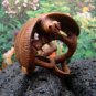 GARDEN DRAGONFLY CARVED WOOD MINIATURE ORNAMENT 2in FREE SATIN RIBBON, GIFT BOX, SILK POUCH