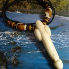 ANTIQUE TIBET PHALLIC PHALLUS FERTILLITY SYMBOL HAND CARVED JADE with  ANTIQUE TIBETAN BEADS