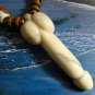 ANTIQUE TIBET PHALLIC PHALLUS FERTILLITY SYMBOL HAND CARVED JADE with ANTIQUE TIBETAN BEADS