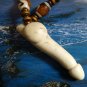 ANTIQUE TIBET PHALLIC PHALLUS FERTILLITY SYMBOL HAND CARVED JADE with ANTIQUE TIBETAN BEADS