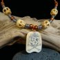 Scrimshaw " Skull & Bones " Fossil Mammoth Ivory - Jolly Roger - Carved Bone Skull Beads Necklace