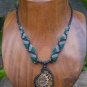 Natural Fossil Prehistoric Ammonite Crystallized Shell Pendant / Necklace - Micro Macrame Hemp Cord